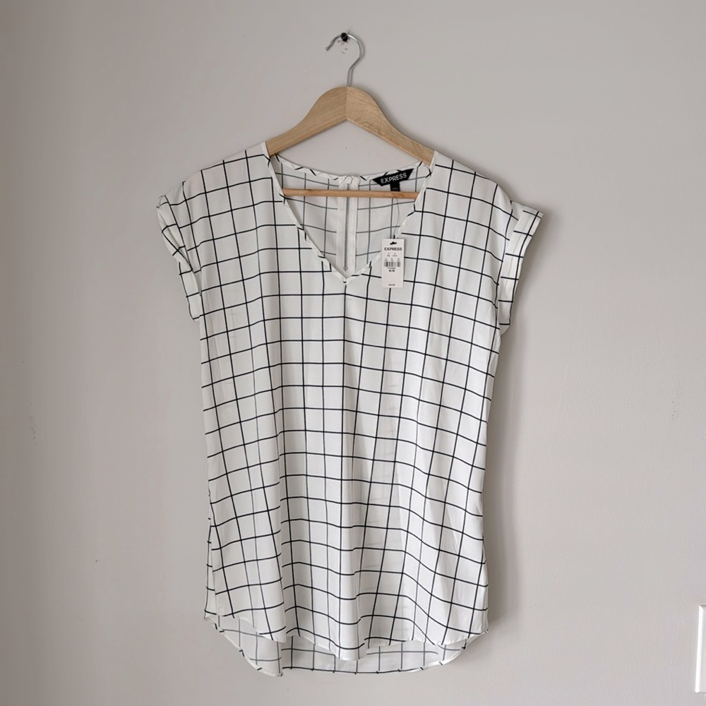 White and Black Work Blouse